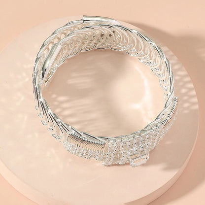 Square Rhinestone Open Ladies Bracelet