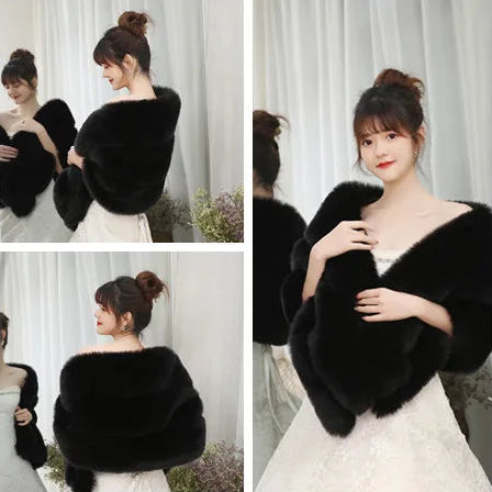 Faux Fur Soft Thick Bridal Wrap Shawl