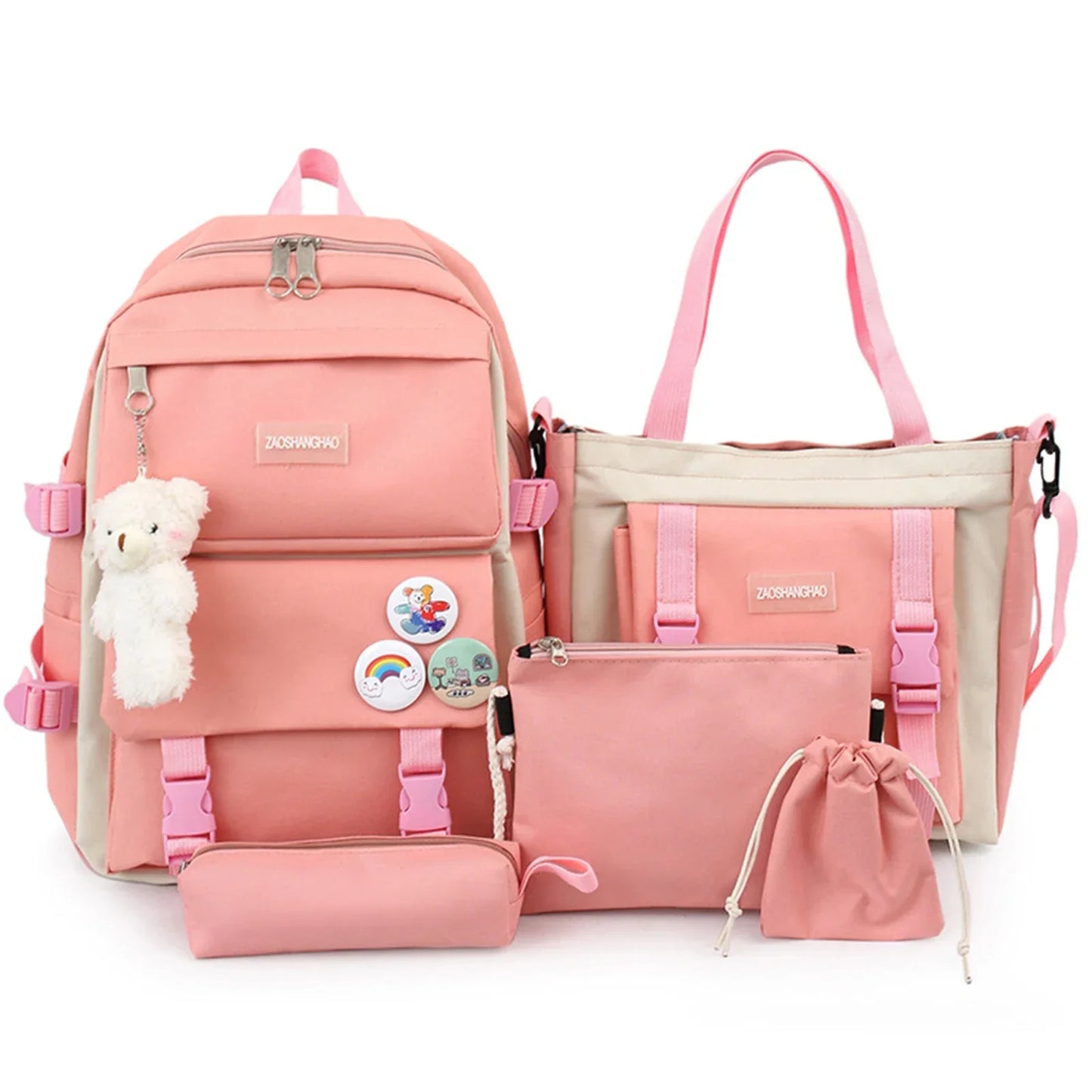 5PCS Kit Backpack High Capacity Waterproof School Bags