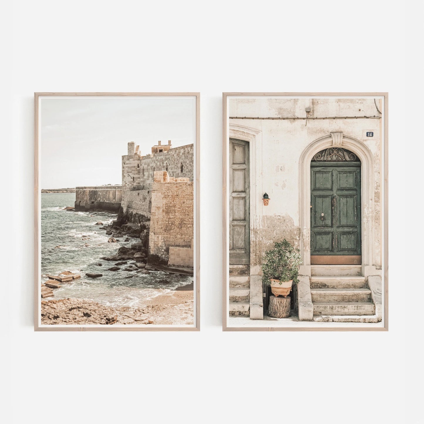 2pcs/set Neutral Olive Tree Shadow Vase Canvas