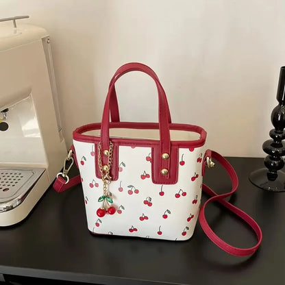 Stylish PU Leather Cherry Shoulder Bag