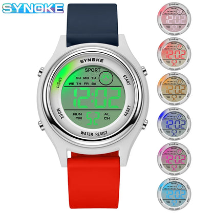 Colorful Seven Lights Sport Digital Waterproof Electronic Watch
