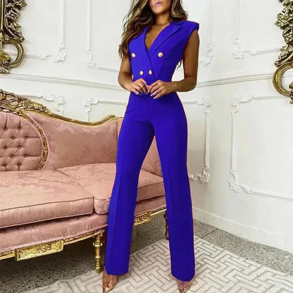 Elegant Jumpsuit High Waist Sleeveless Sexy Long Pants