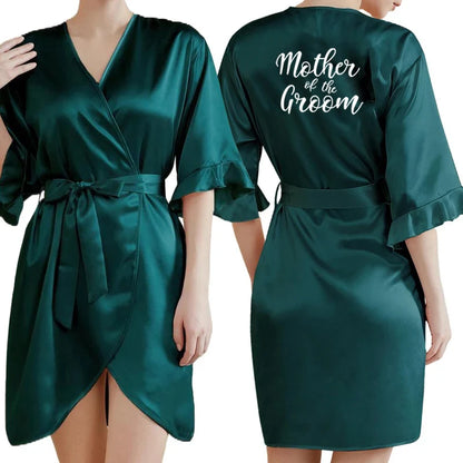 Dark Green Satin Team Bride Bridesmaid Sleepwear Robe