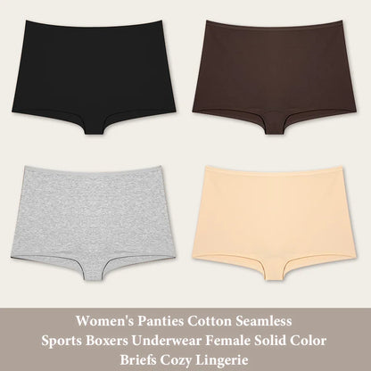 4PCS Cotton Seamless Sports Boxers Underwear  Briefs Cozy Lingerie XS-XL