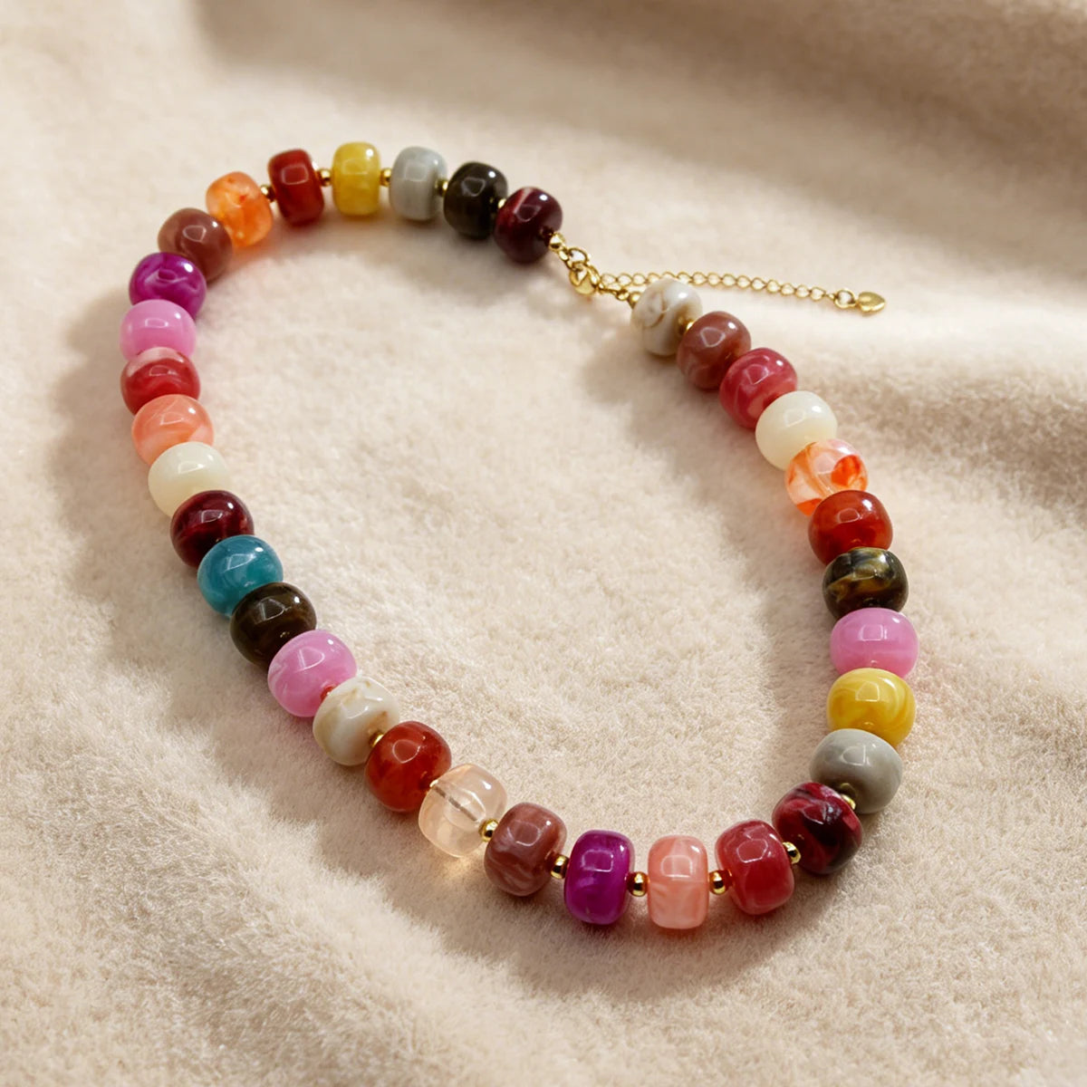 Chunky Beaded Statement Choker Boho Colorful Resin Necklaces