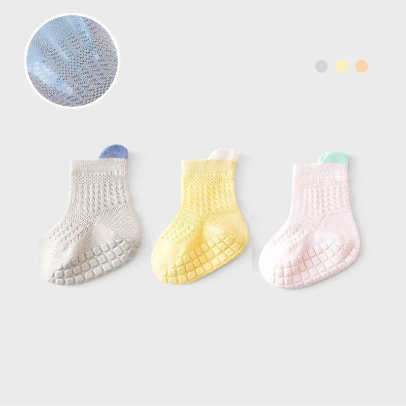 3pairs/lot 6 Colored Of Net Eye Non-slip Cotton Socks