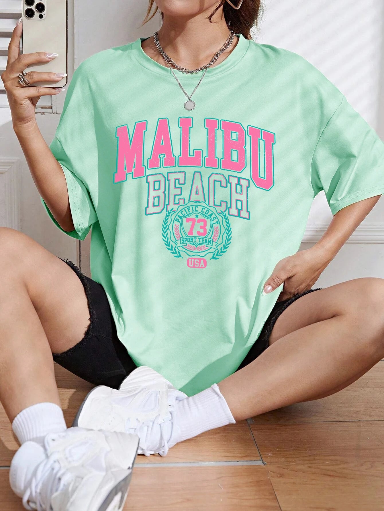 Malibu Beach Letter Street Casual T-shirt