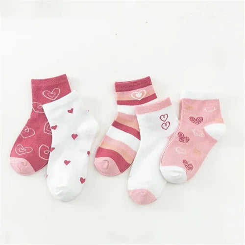 5Pairs/lot Girls Cotton Strawberry Cute Socks
