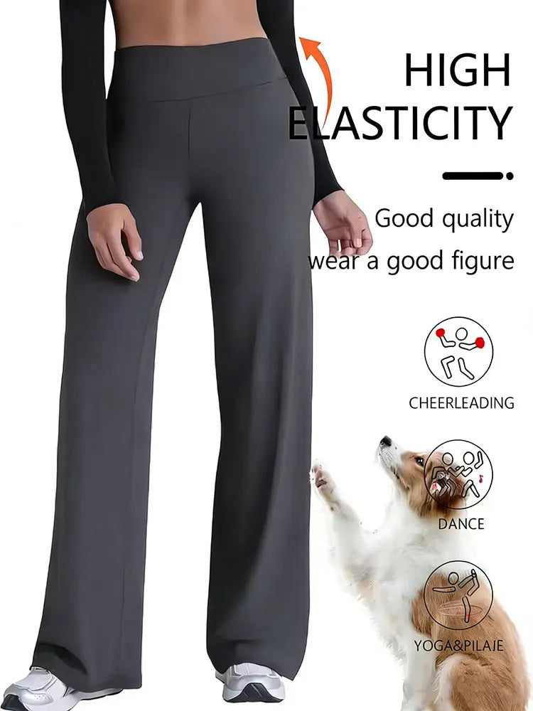 Straight Leg Mid Waist Yoga Running Sport Pants