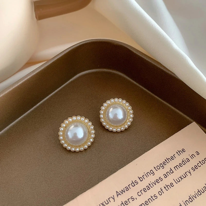 French Vintage Imitation Pearl Clip on Earrings