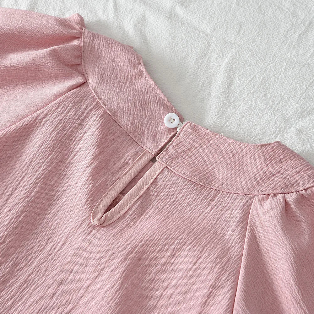 Spring Autumn Sweet Bow Decoration Long Sleeve Loose Casual Dress