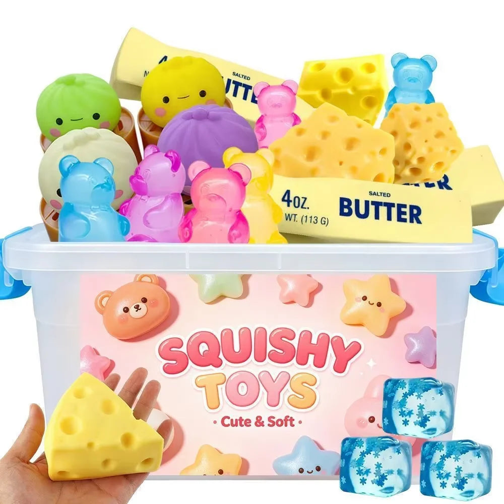 Hot Blind Box Mystery Kawaii Cat Paw Mochi Squishy Simulated Food Fidget Toy