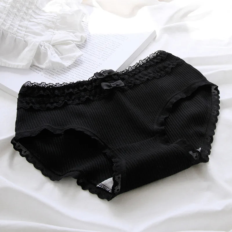 Cotton Sexy Black Underwear Lingerie Set