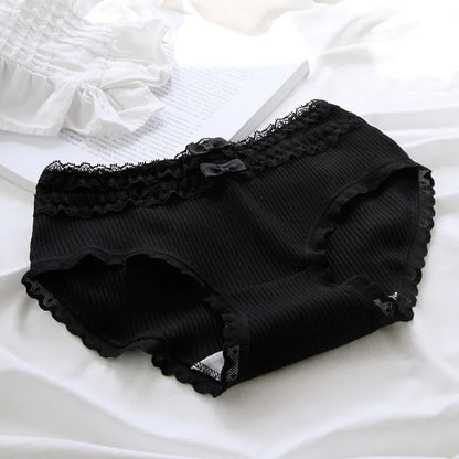Cotton Sexy Black Underwear Lingerie Set