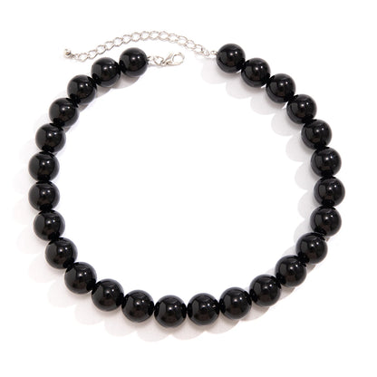 Minimalist Black Acrylic Beaded Choker Retro Exaggerated Large Bead Necklace