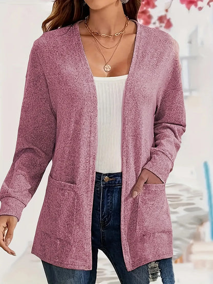 Autumn chic casual solid color pocket thin plus size jacket cardigan