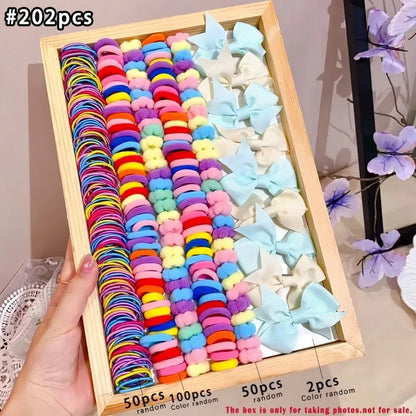 Bow High Elastic Hair Accessories Set No Hurt Hair Colorful Girls Hair Bands