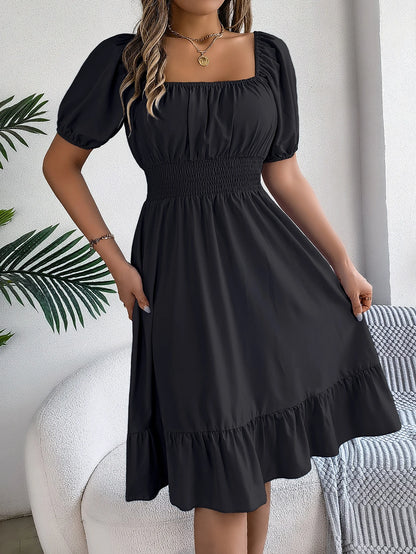 Puff Sleeve Square Neck Dress