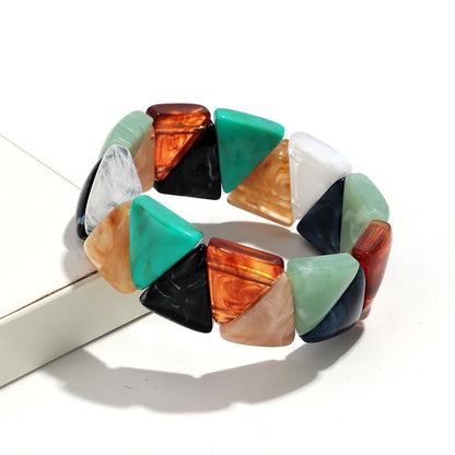 Acrylic Geometric Triangle Marble Elastic Beads Bracelets