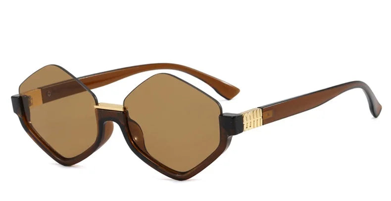 Diamond Half-Frame Polygonal Personalized Sunglasses