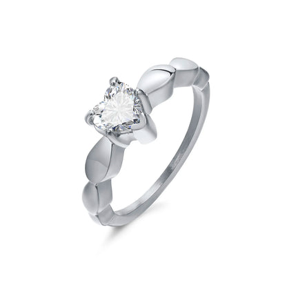 Romantic Heart CZ Stone Couple Rings