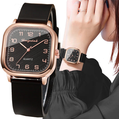 Square Casual Silicone Strap Quartz Watch