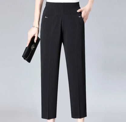Elastic High Waist Casual Straight Pants