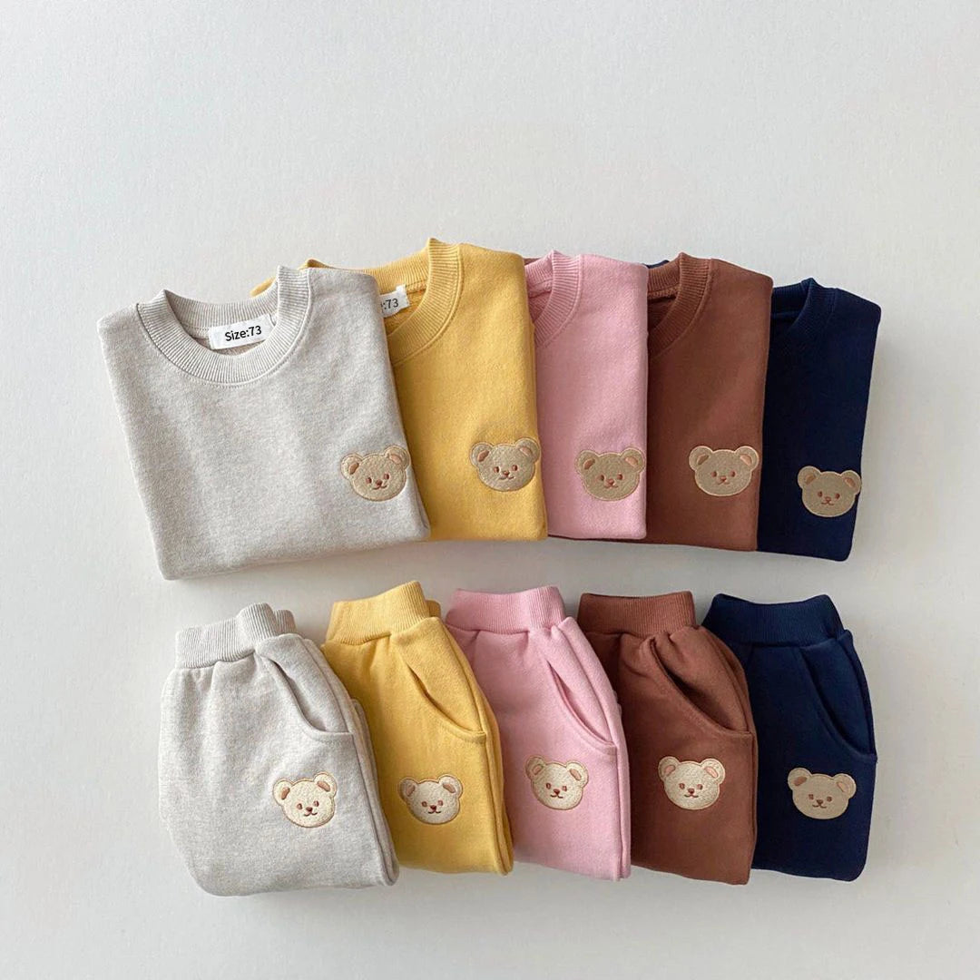 Toddler Baby Fall Girl Sports Bear Sweatshirt Pants Sets