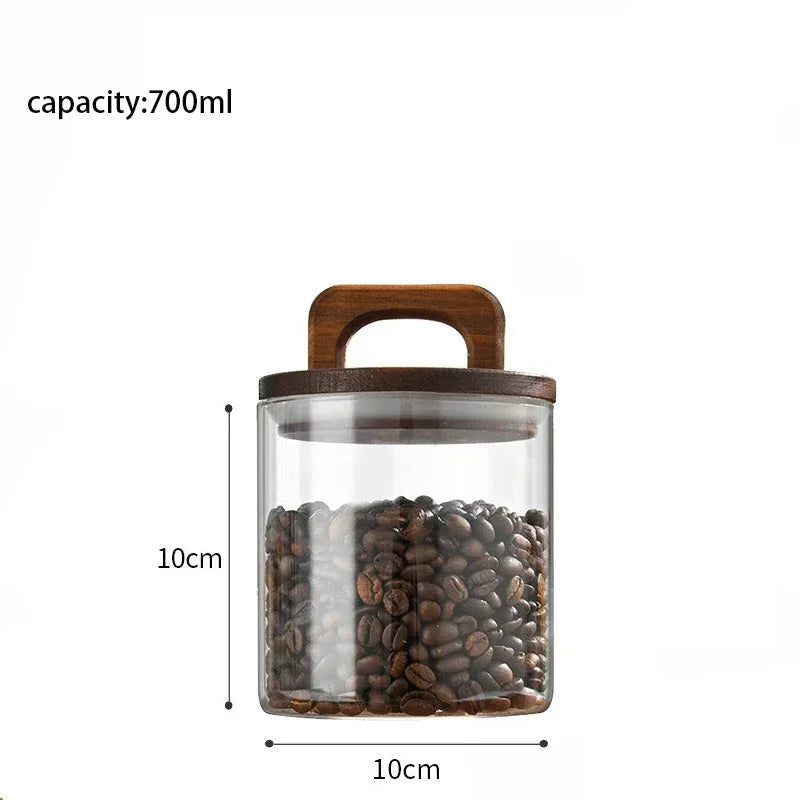 Clear Glass Jar with Bamboo Lid Sealed Canister Food Storage Container