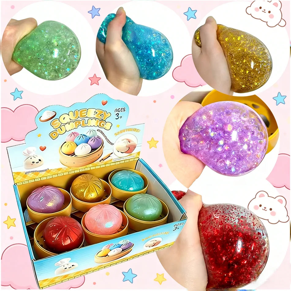 1-12pcs Glitter Dumpling Glitter Dumpling Squishy Squeeze Toy