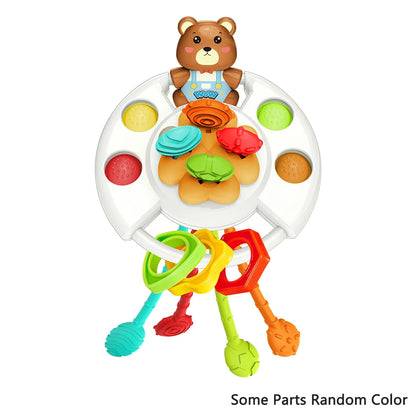 Activity Development Pull String Silicone Teething Rattle Educational Learning Toy