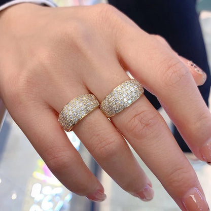 Luxury Gold Color Full Shiny Cubic Zirconia Ring