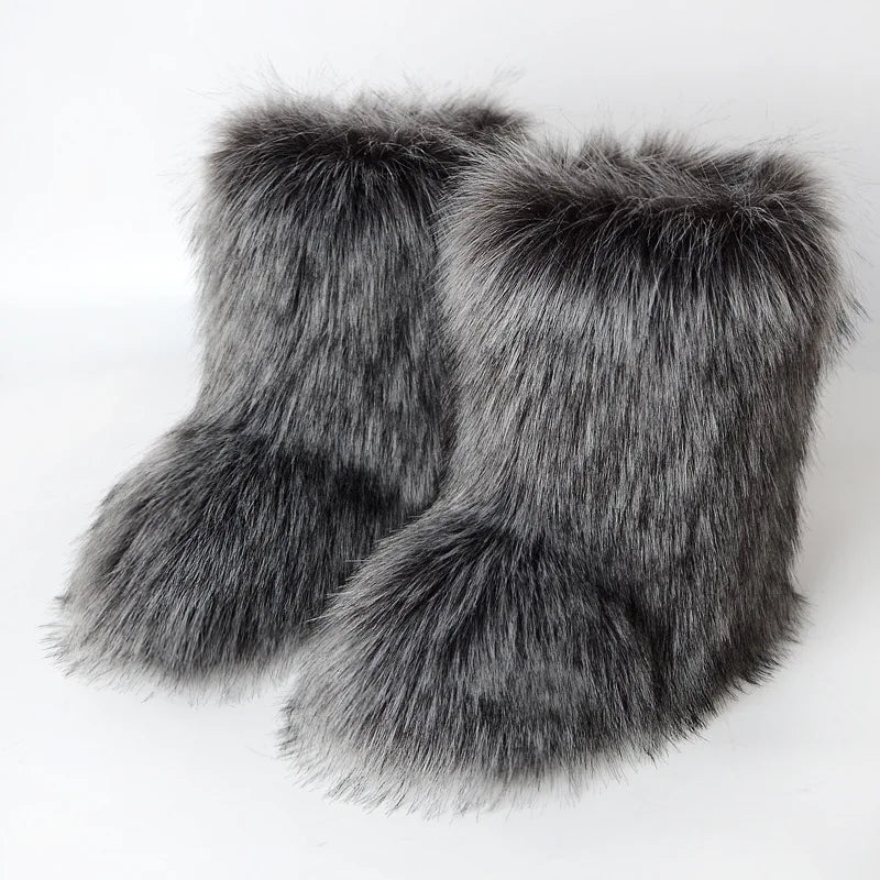 Faux Fur Boots Fluffy Snow Boots