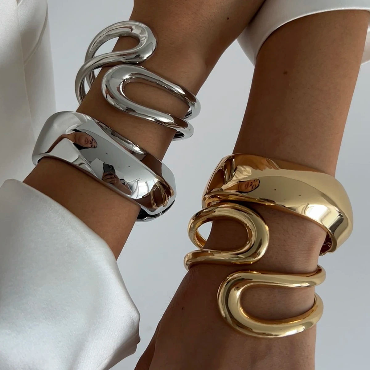 Geometric Cuff Chunky Wide Open Bracelet