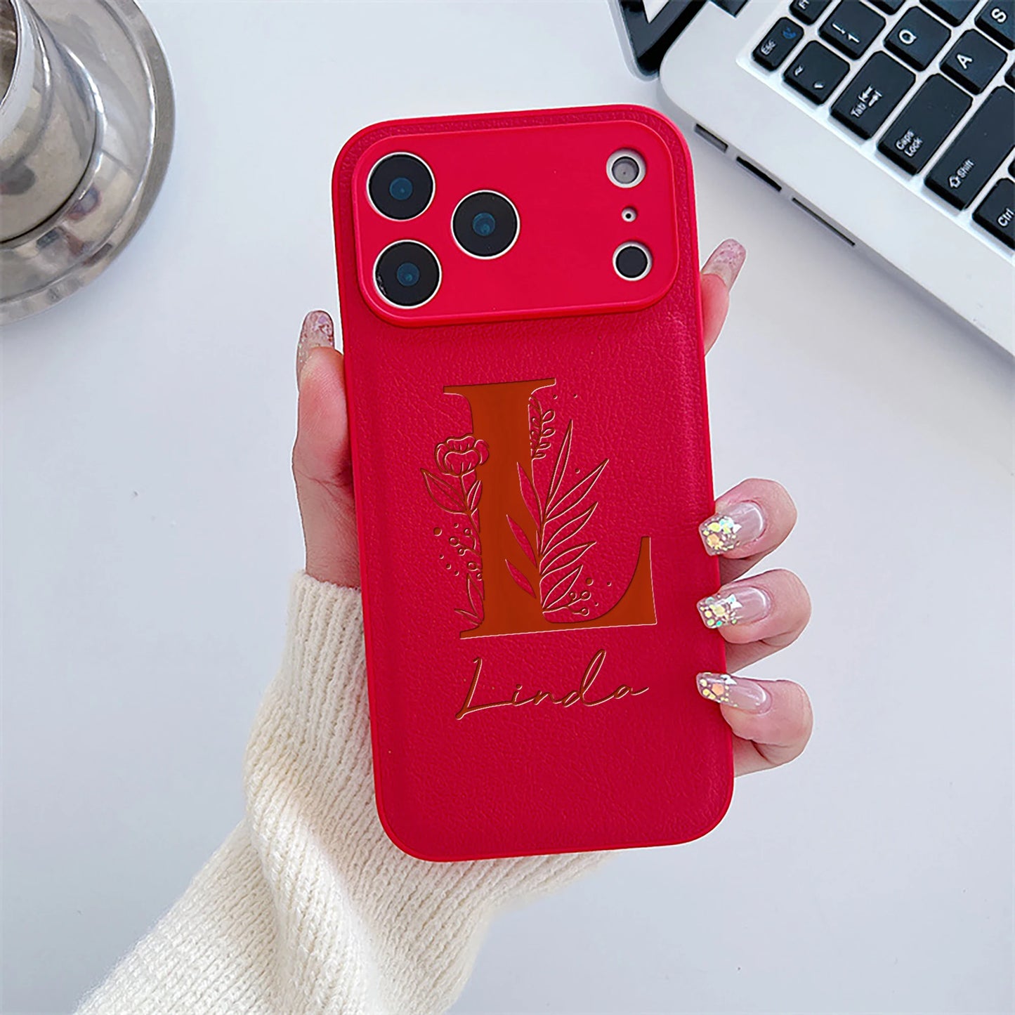 Initial Custom Big Letter with Flowers iPhone Case