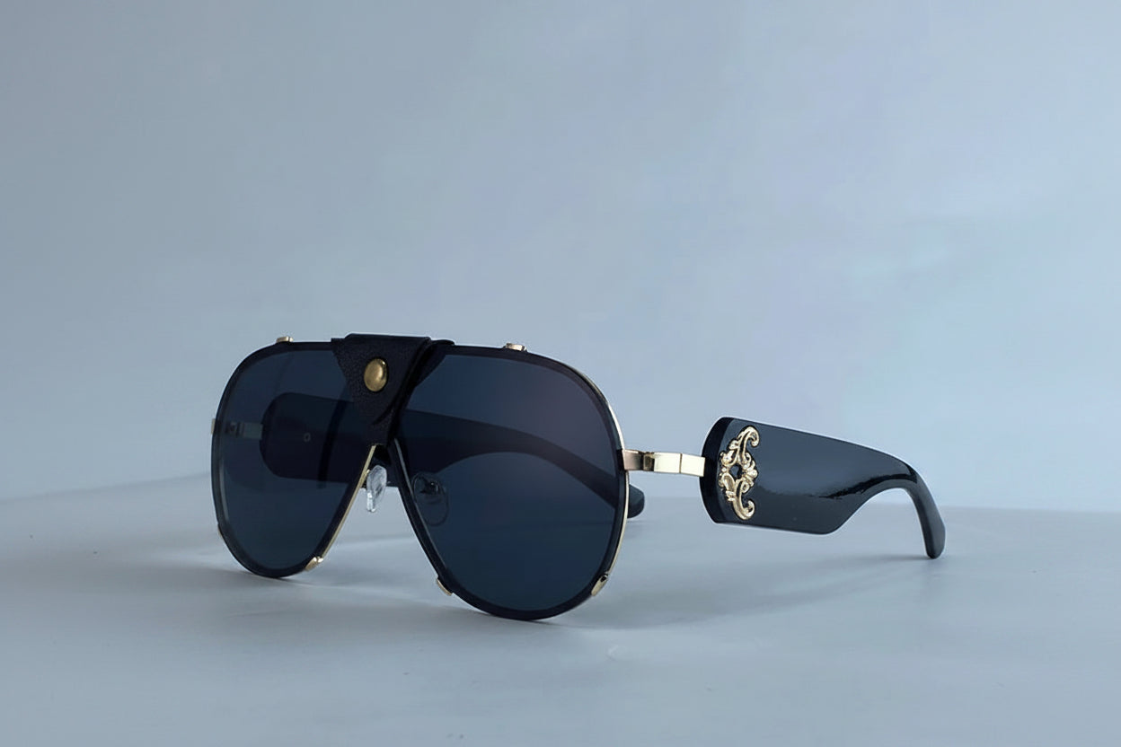 Vintage Oversized Steampunk Pilot Oval Sunglasses
