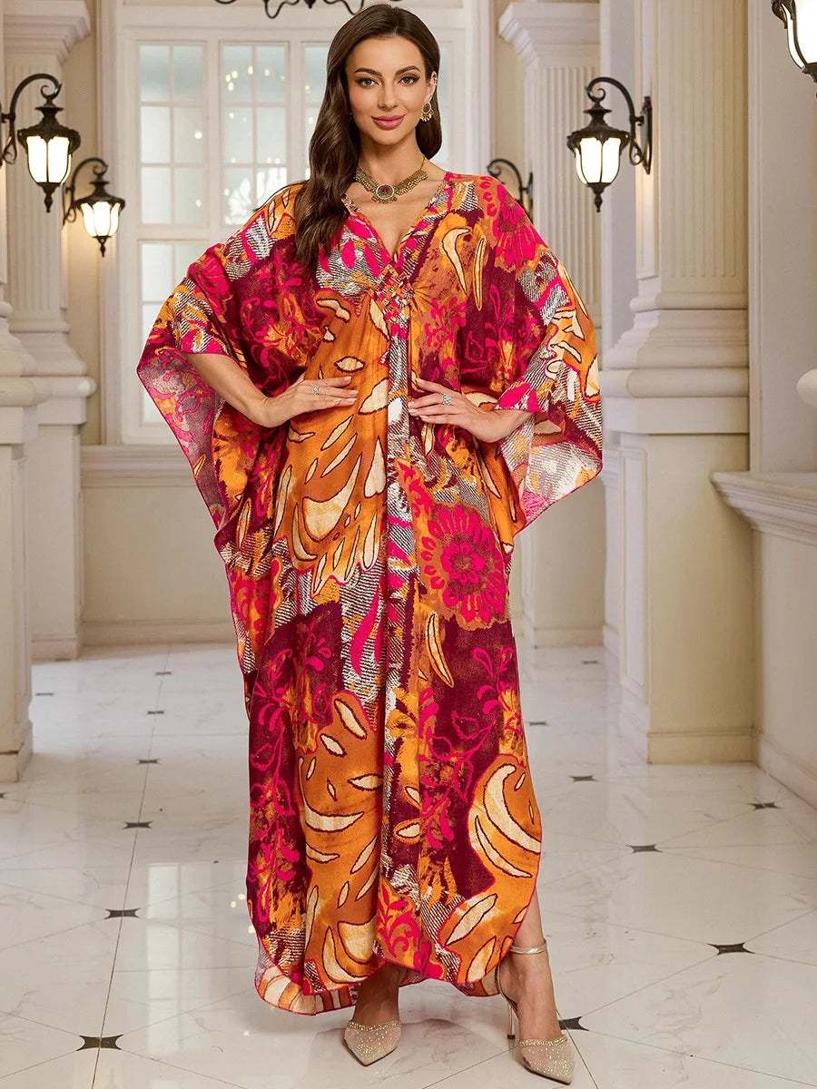Kaftan Wave Neck Swimsuit Cover Up Caftan Dress
