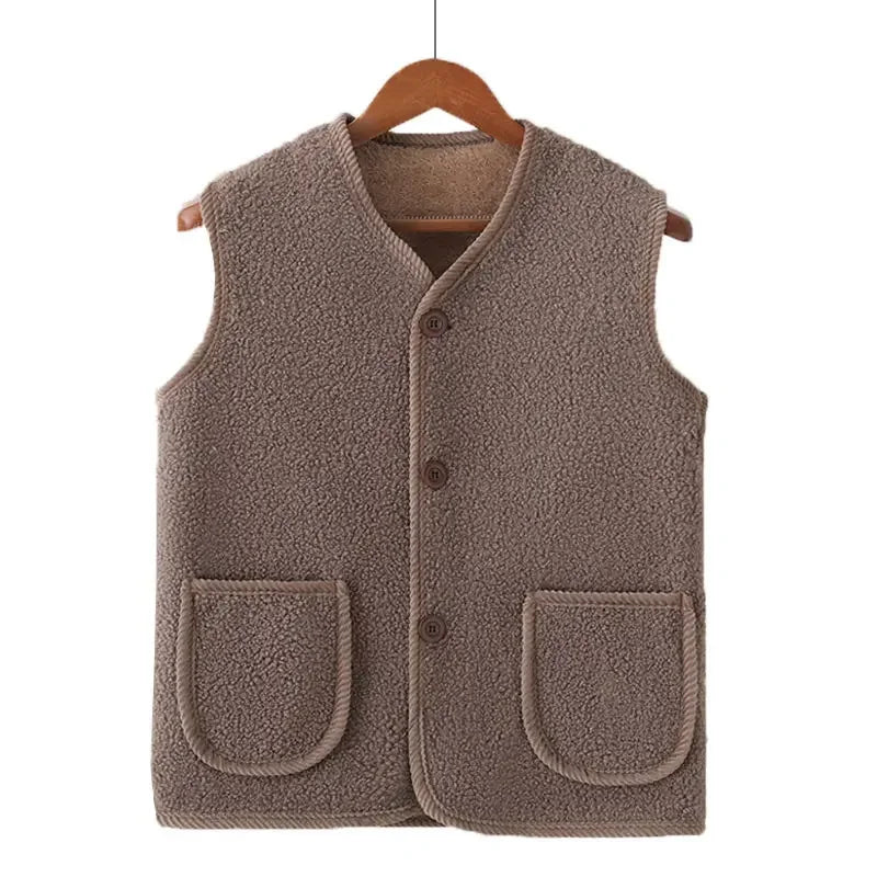 Fleece Thickened Lamb Wool Waistcoat Plus Size Sleeveless Jacket Vest