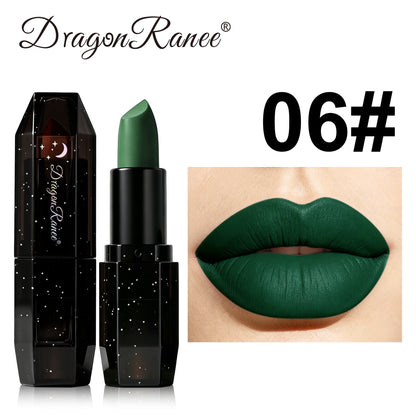 Matte Dark Purple Green Lipstick Waterproof White Black Velvet Lip Stick