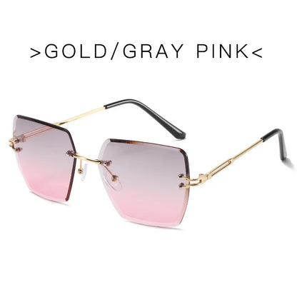 Oversized Rimless Sexy Vintage Sunglasses
