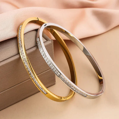 Artificial Zircon Stainless Steel Bracelet