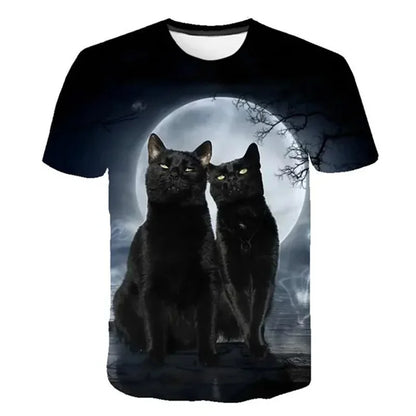 3D Mysterious Cat Short Sleeves  T-Shirt