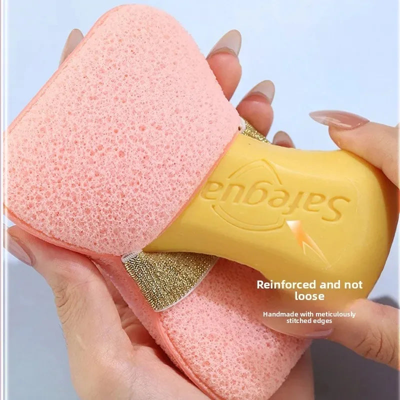 Soap Saver Bag Bath Sponge Shower Loofah Exfoliating Body Scrubber for Skin Cleaning