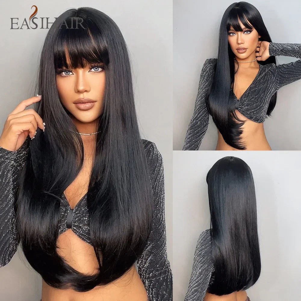 Long Straight Bangs Synthetic Hair Wig