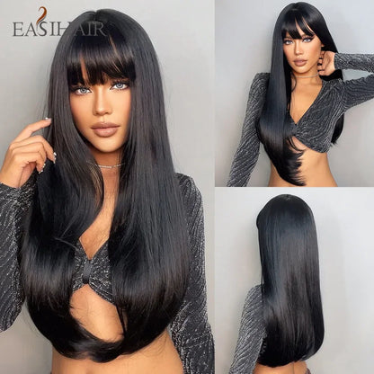 Long Straight Bangs Synthetic Hair Wig