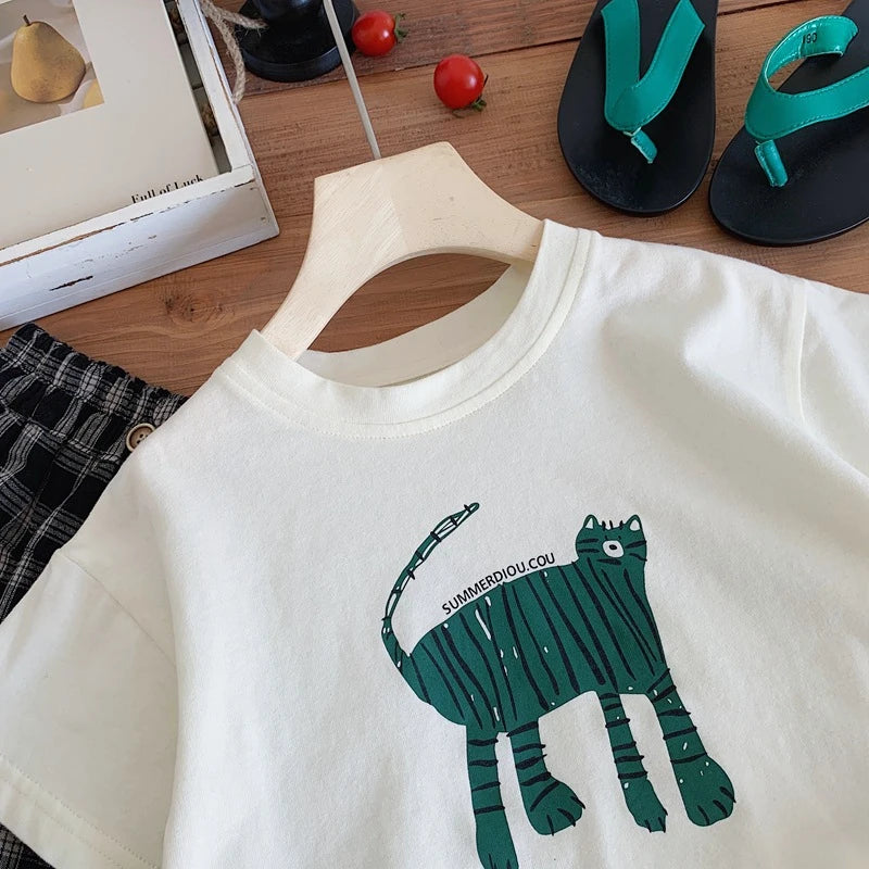 Printed Cartoon Short Sleeve Tops Tees Wear Casual T-shirt