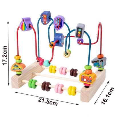 Montessori Wooden Roller Coaster Bead Maze Abacus Math Toys
