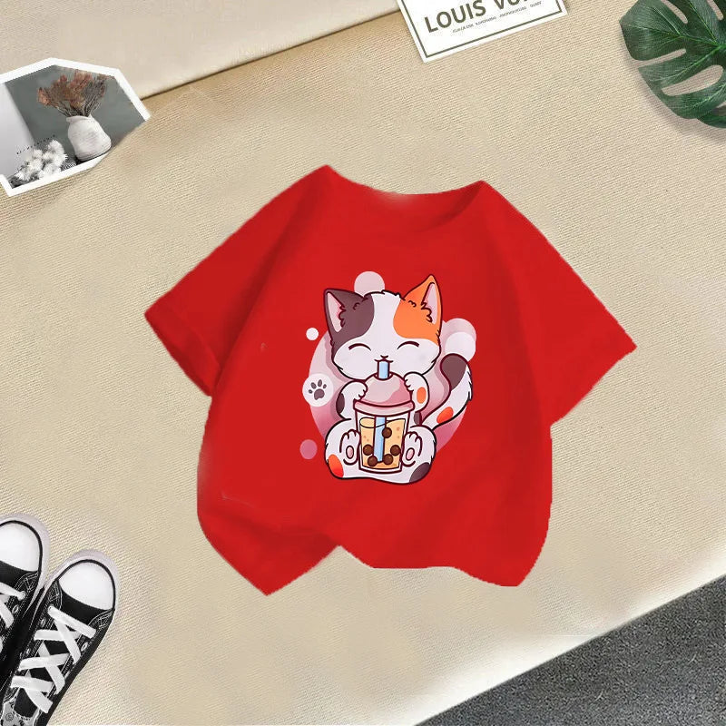 Cat Candy Funny Short Sleeve Baby Girl T-shirt