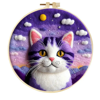CHENISTORY Diy Poke Wool Felt Animals Cat Wool Needle Felt Set